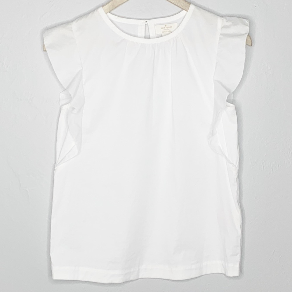 Kate Spade Girls White Flutter Sleeve Cotton Top L 12